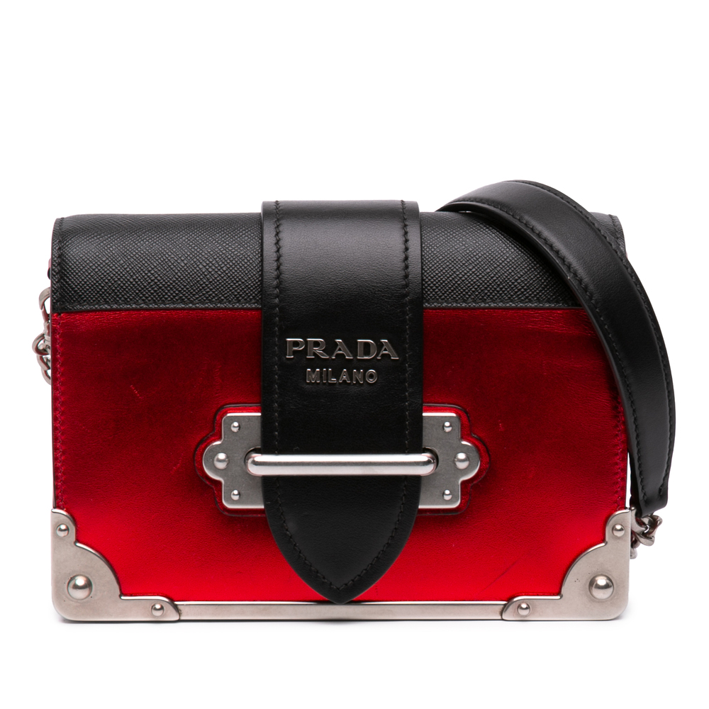 Pre-Loved Prada Saffiano Trimmed Metallic Vitello Cahier Bag - Picture 1 of 7